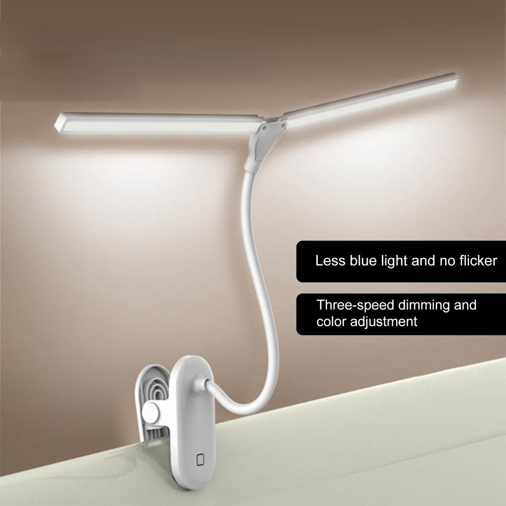Skrivebordslampe Study Lamp Clip LED Student Eye Care Creative Oppladbar USB Sovesal Studiesoverom