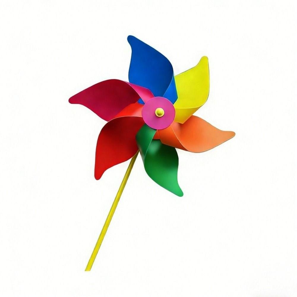 2pcs PVC Six Leaf Pinwheel Windmill Colorful Wind Windmill Wind Spinner  Garden Yard Art Decoration