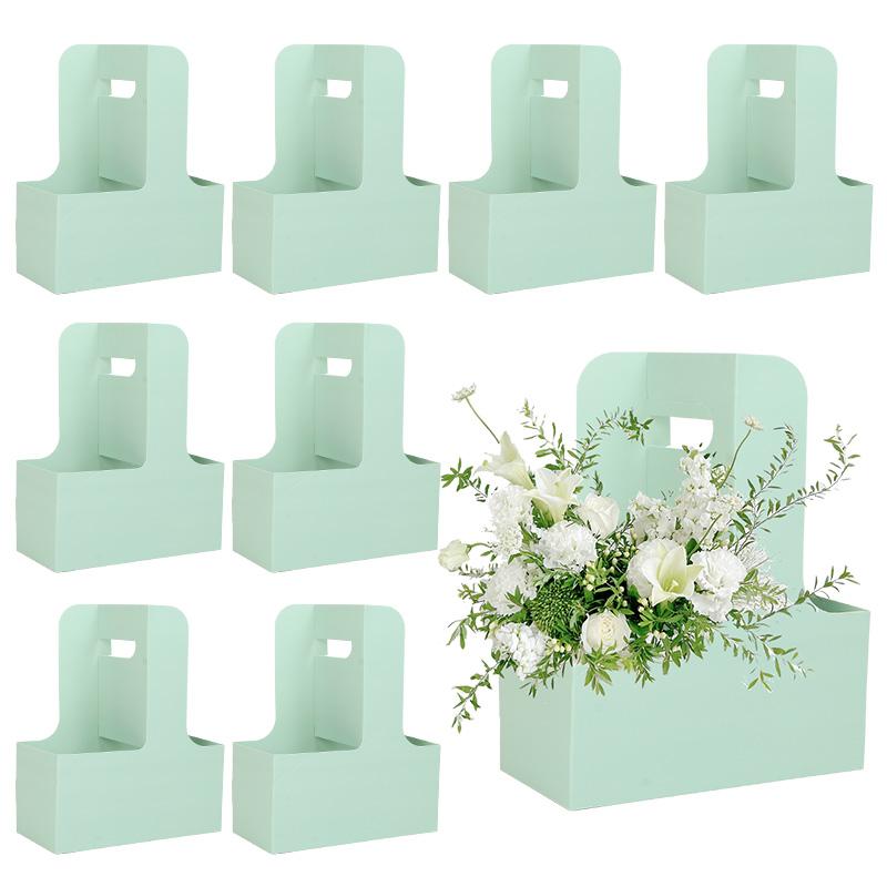 5/10pcs Kraft Paper Flower Bouquet Bags Portable Drink Coffee Take Out Holders Wedding Birthday Party Christmas Gift Packing Box