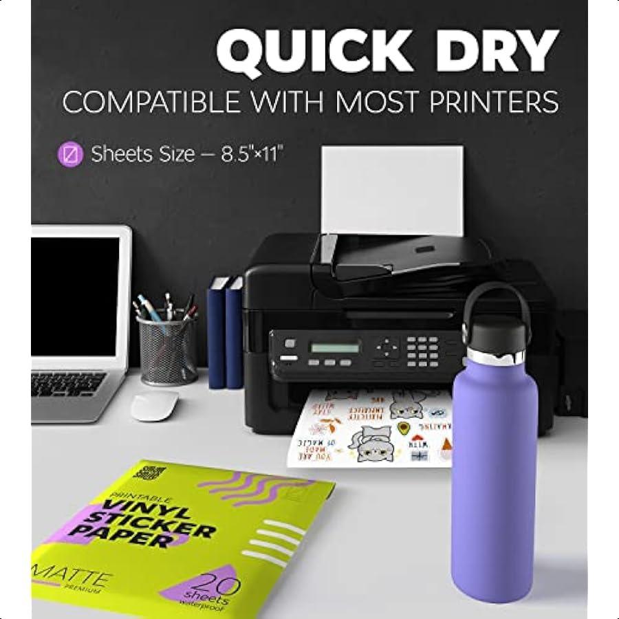 

Премиальная печатная виниловая бумага для наклеек для струйного и лазерного принтера 20 листов белой матовой бумаги для наклеек водостойкость долговечность клей United States