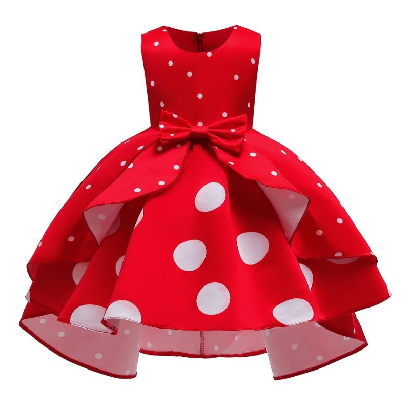 Ärmelloses Polka-Dot Prinzessinnen-Partykleid für kleine Mädchen, formelles Weihnachts-Kleid für Kinder