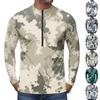 Men's Long Sleeve Cycling Jersey Quarter Zip Breathable Quick Dry Lightweight Stretch Fabric Sportswear Top for Outdoor Activities