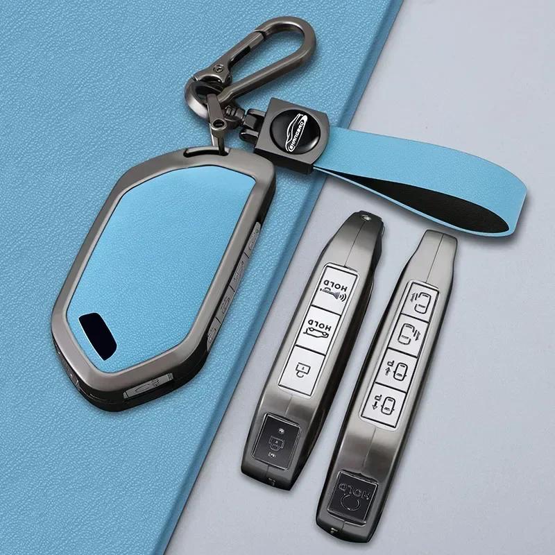 Interior Mouldings Zinc alloy + leather car key case cover for Kia Ceed ProCeed GT Niro K5 DLS Optima Seltos Cadenza K7 K8 XCeed