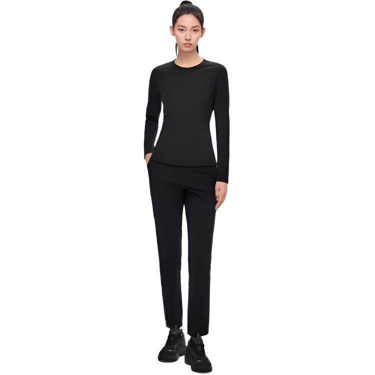 Anta Champion All-Weather Series Comfortable Casual Simple Fleece Sports Long Pants Women Bottoms Basic-Black 162510507-2