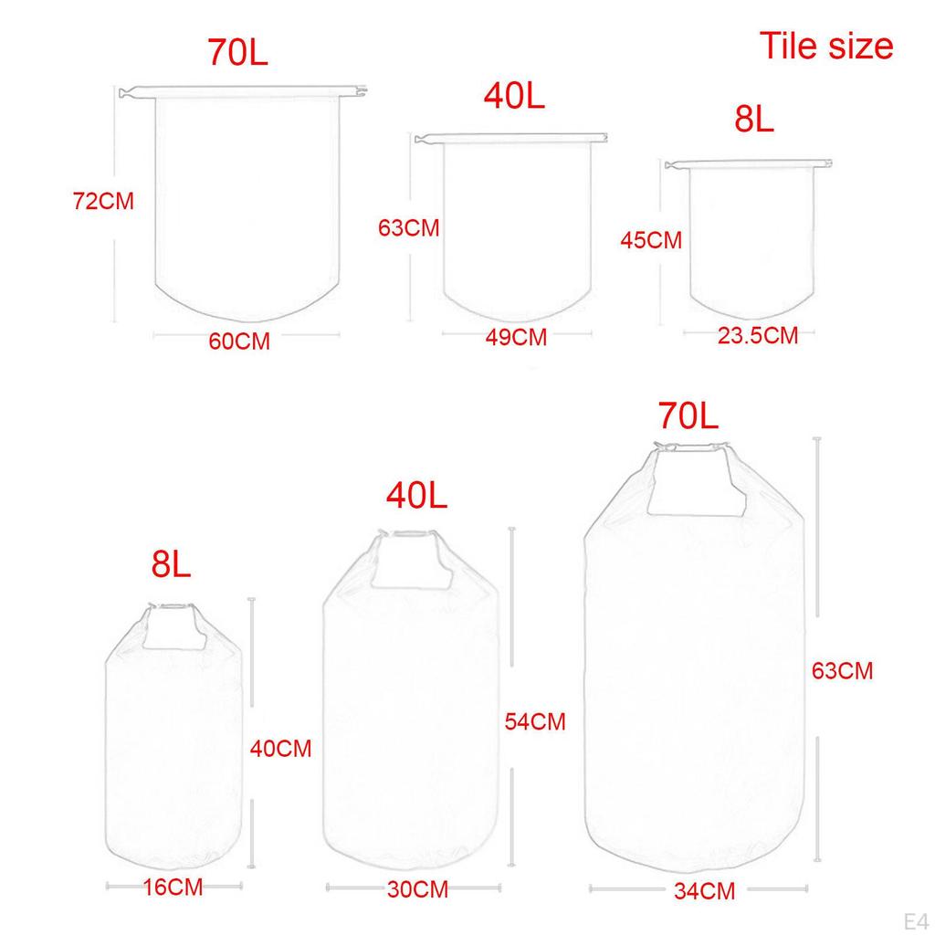 3x Waterproof Dry Bags Roll Up Top Sack Bag for Swimming Beach Camping