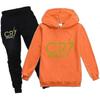 2 PZ Felpa Cristiano Ronaldo Coppa del Mondo N.7 Regali di Natale Felpa con Cappuccio Stella del Calcio e Set Pantaloni Blu Bambine Bambini Felpa con Cappuccio Maglia a Manica Lunga Maglietta per Bambini