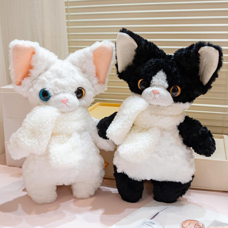 Cute cute scarf German cat doll plush toy black kitten doll girl soothing rag doll