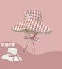 New Korean Style Plaid Lace Up Fisherman Hat For Summer Outdoor Travel With Large Brim And Double-Sided Sun Protection Hat
