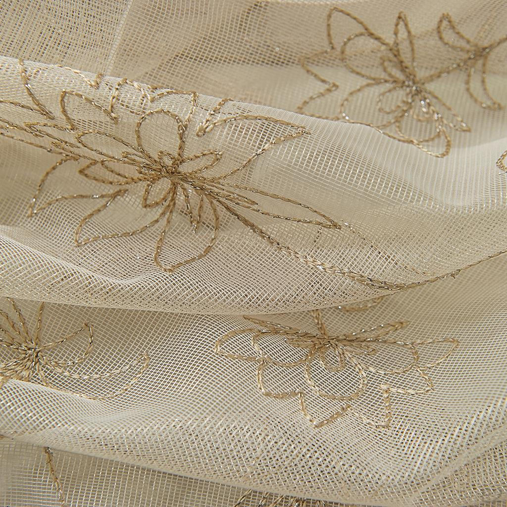 Window Embroidered Tie Up Shades Curtains W46xL63inch