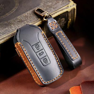 Leather Car Key Cover Keychain Holder Case Protector for VW Volkswagen Touareg 2018 2019 2020 2021 2022 2023 Remote Accessories