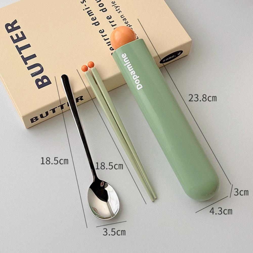 

with Storage Box Flatware Kit Colorful Storage Box Portable Chopstick Spoon Student Supplies зелёный