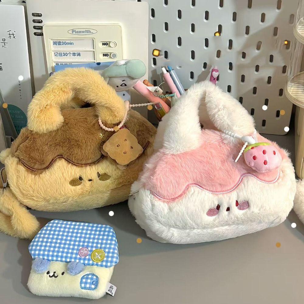 with Plush Pendant Children Backpack Plush Cartoon Shoulder Bag Pudding Crossbody Bag Students