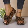 Women's Plus Size Leopard Print Wedge Slippers, Summer 2026