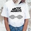 Bílé tričko Arctic Monkeys Dámské letní topy Tričko s krátkým rukávem a výstřihem