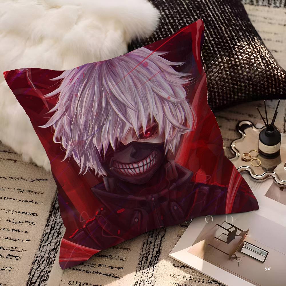 Anime Tokyo Ghoul Decorative Room Aesthetics Pillow Case Home Decor Bedroom Sofa Bed Couch Pillow Cover 45X45
