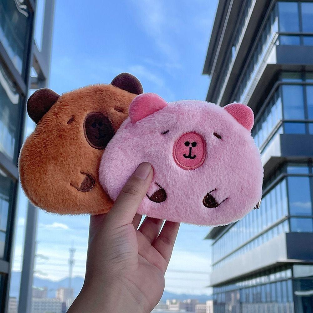 Soft Capybara Coin Purse Cartoon Guinea Pig Bag Pendant Cute Plush Doll Keychain  Hanging Accessory