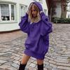 Abito invernale da donna Tendenza moda Donna Colore solido Ampio Manica lunga Ispessito Abito con cappuccio