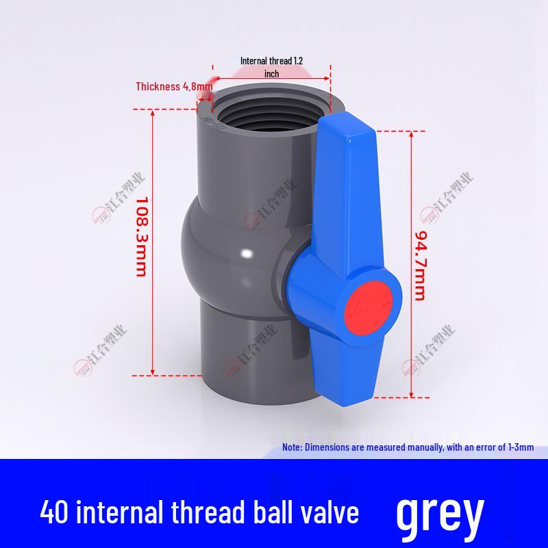 PVC Ball Valve for Water and Fish Tanks - 50mm Threaded Pipe Joint Valve Switch