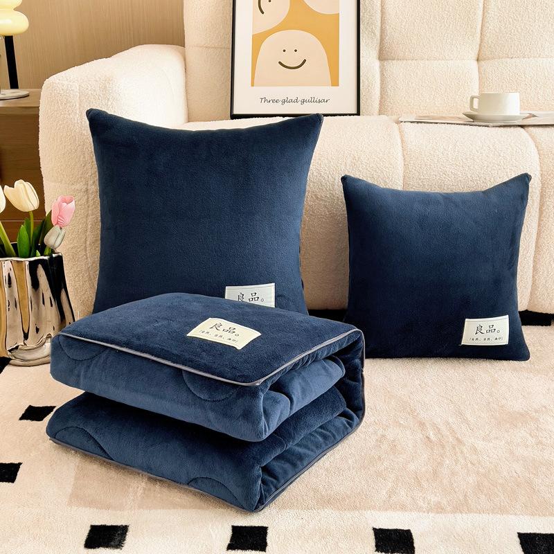 Thickened milk fleece throw pillow quilt dual-purpose two-in-one office nap pillow car cushion quilt 40*40 open 100*150±5cm
