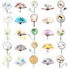 50 Chinese Style Round & Folding Fan Stickers: Creative DIY Graffiti Journal and Guka Milk Tea Cup Decor