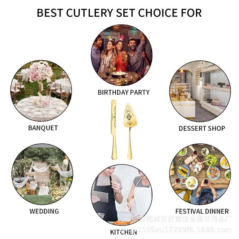 2 ks Nerezový nůž na chleba Vzor Lopatka na dort Banketová párty Narozeniny Svatba Stolní nádobí Oblek