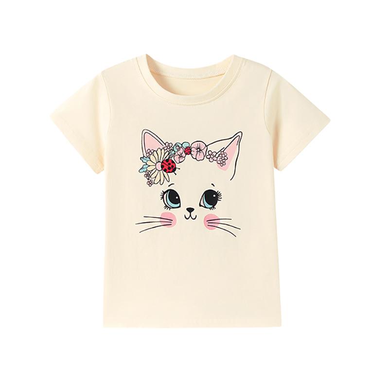 Little maven Summer 2026 Kids Clothes Cartoon Flowers Cats T Shirts Teenagers Baby Girls Tops Tees Children's Clothing T-shirts