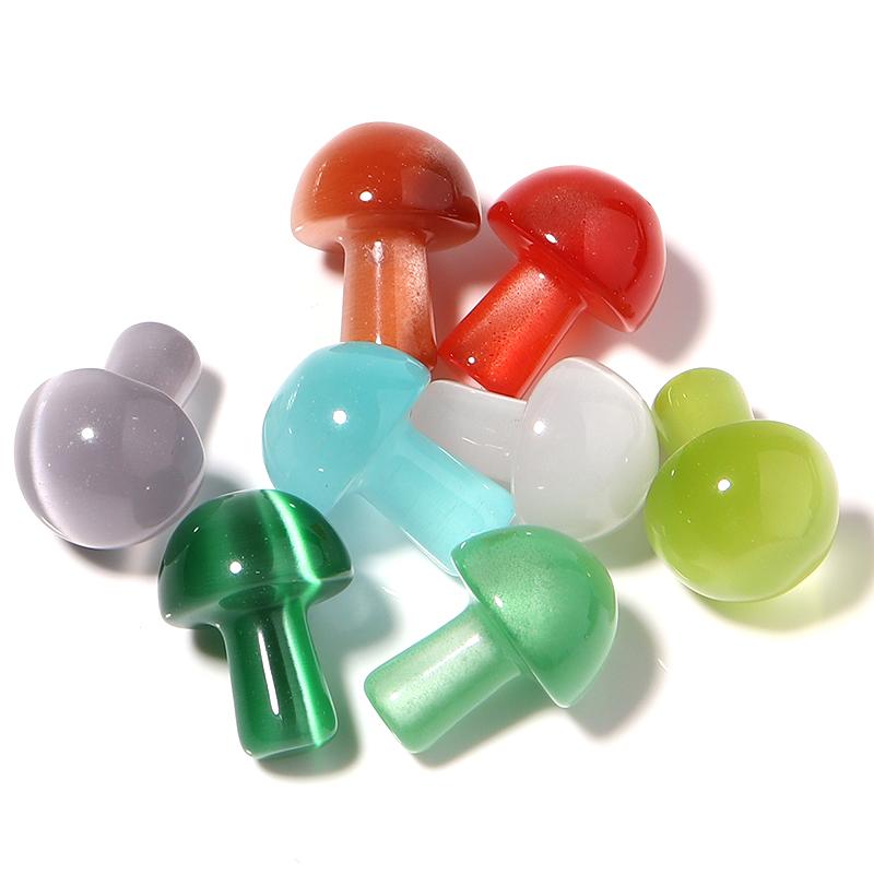 5Pcs/Lot 20×15mm Cat's Eye Beads Colorful Mushroom Shaped  Nonporous Accessories For Jewelry Production Diy Charm Pendant