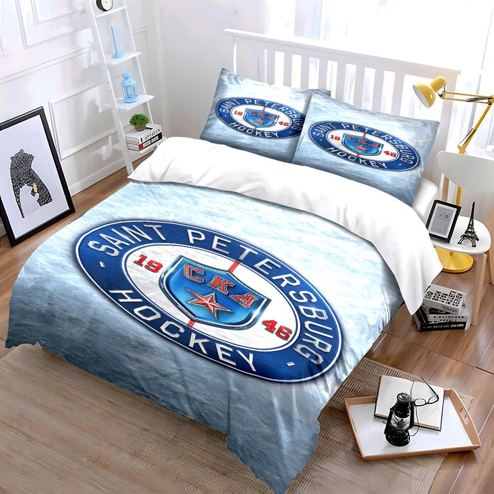Saint Petersburg Hockey Team Emblem Print Bedding Set Duvet Cover Pillowcases (1* Duvet Cover 2* Pillowcases Do Not Include Comforter)