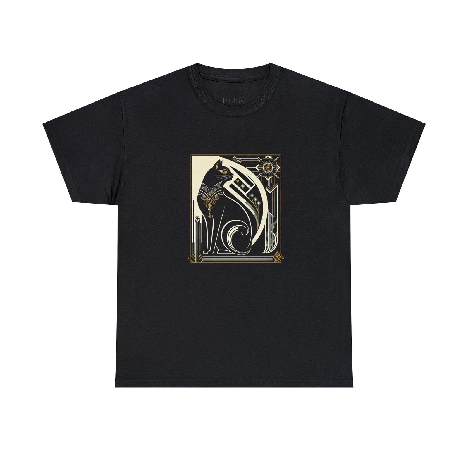 Unisex Adult T Shirt Designer Elegant Art Deco Black Cat Illustration Classy Tee S