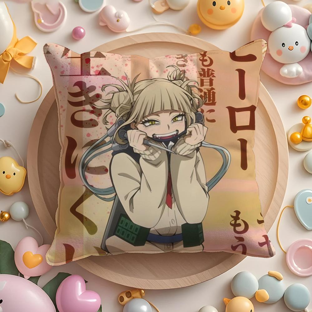 H-Himiko T-Toga Pillow Case Soft Plush Fabric Double-Sided Printed Cushion Cover Warm Winter Sofa Pillow Case