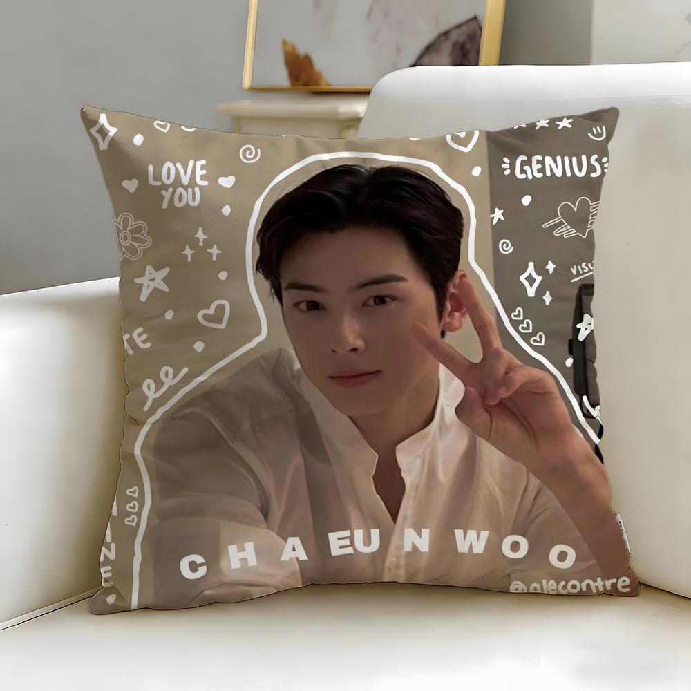 popular actor Cha Eun Woo Cushion Cover Soft  EasyWash Pillow Case  Versatile for Couch Bed Travel and Office