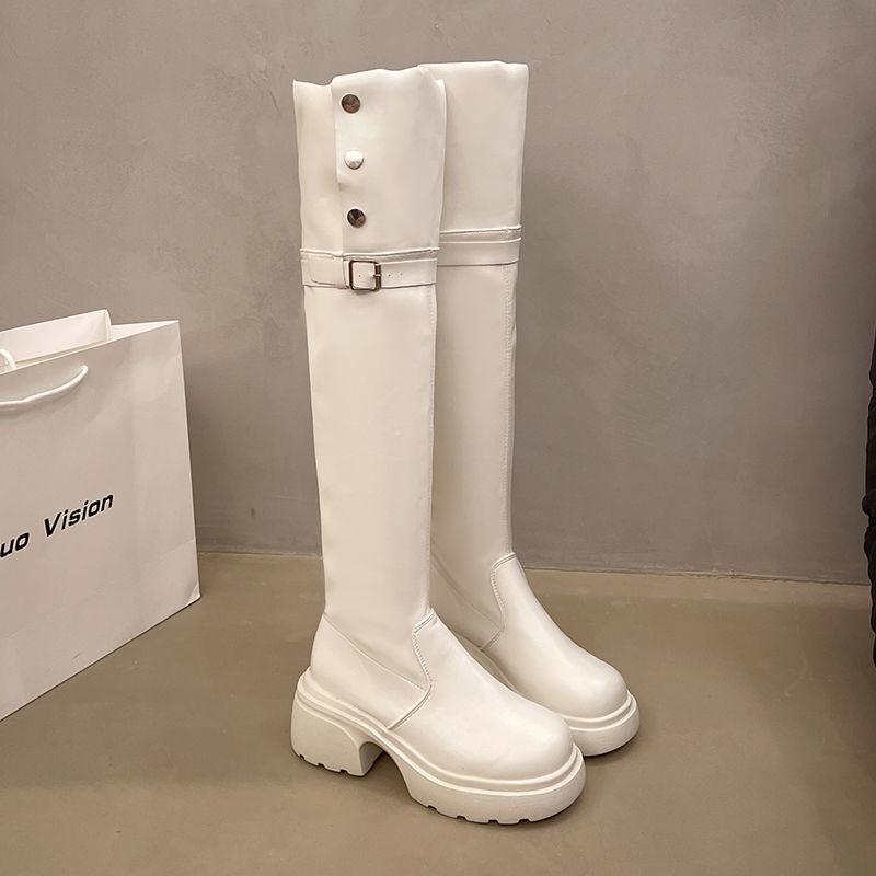Thick-soled over-the-knee boots for women's spring and autumn new two-wear versatile and thin retro thick-heeled knight boots long boots
