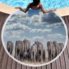 Wild Elephant Round Beach Towel,Microfiber Sand Resistant Beach Blanket,Soft Absorbent Quick Dry Portable Pool Towel Picnic Mat