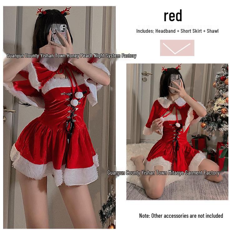 Christmas Reindeer Cosplay Red Sling Dress - Cute & Sexy Holiday Costume
