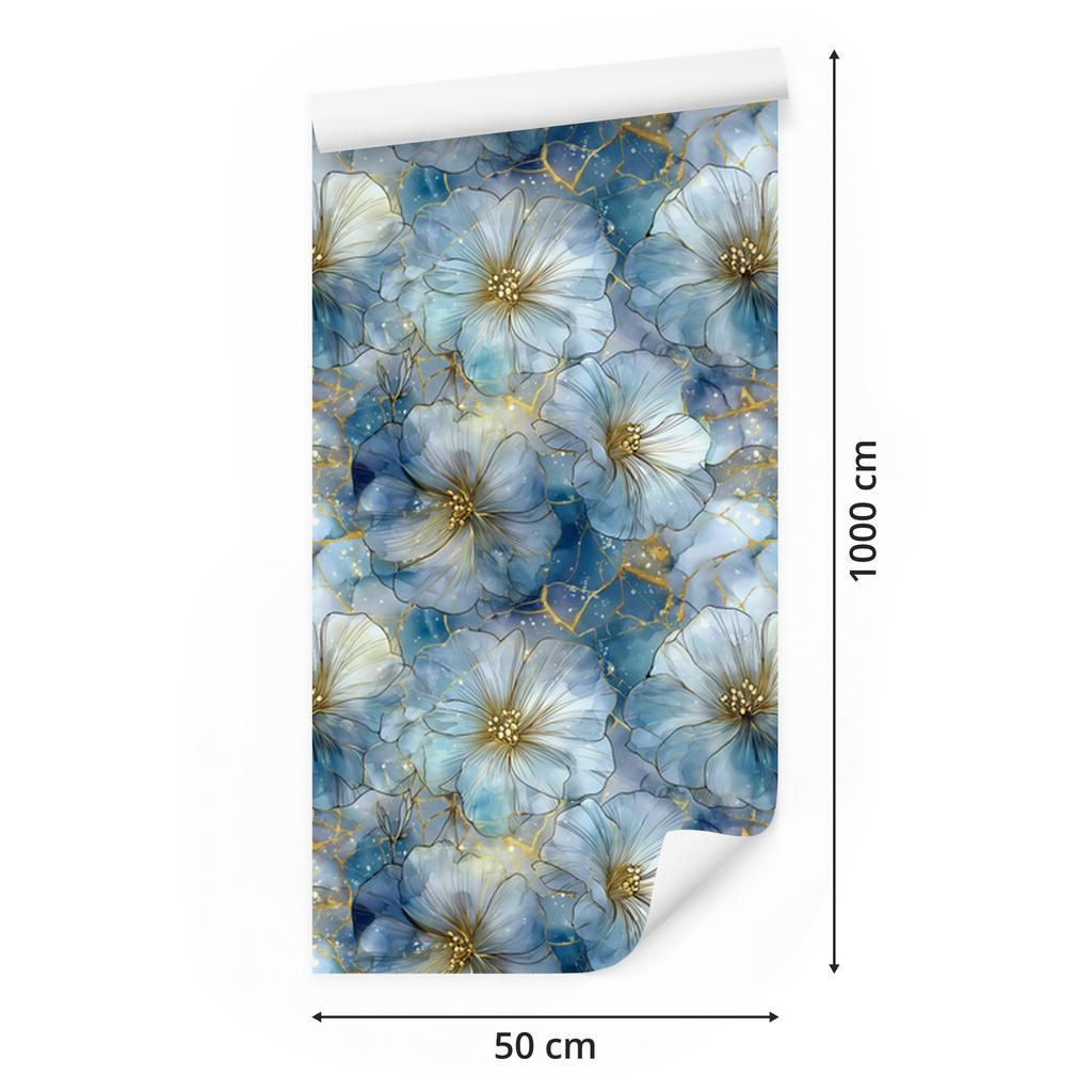 Ink Blue, Turquoise and Gray Wallpaper for Living Room and Bedroom 50x1000
