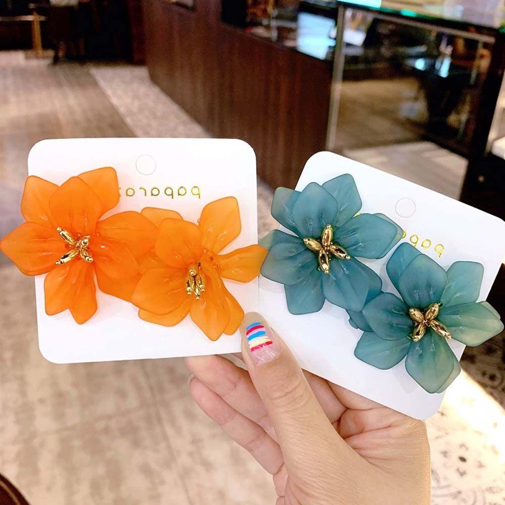 Women Girls Big Flower Shape Personality Petals Jewelry Accessories Studs Earrings Drop Earrings
