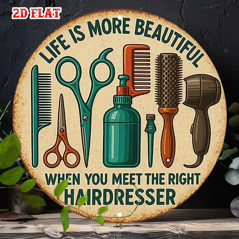 Barber Shop Tools Aluminum Sign Retro Hair Salon Wall Decor for Barbershop Studio