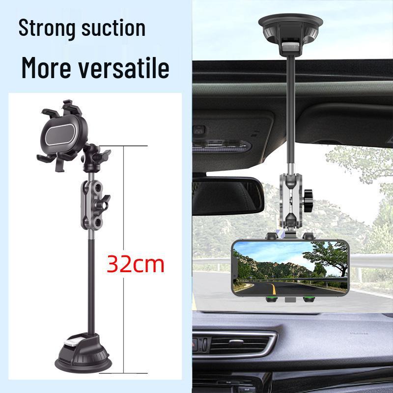 Dual-Function Car Phone Holder with Strong Suction & Adjustable Aluminum Clip