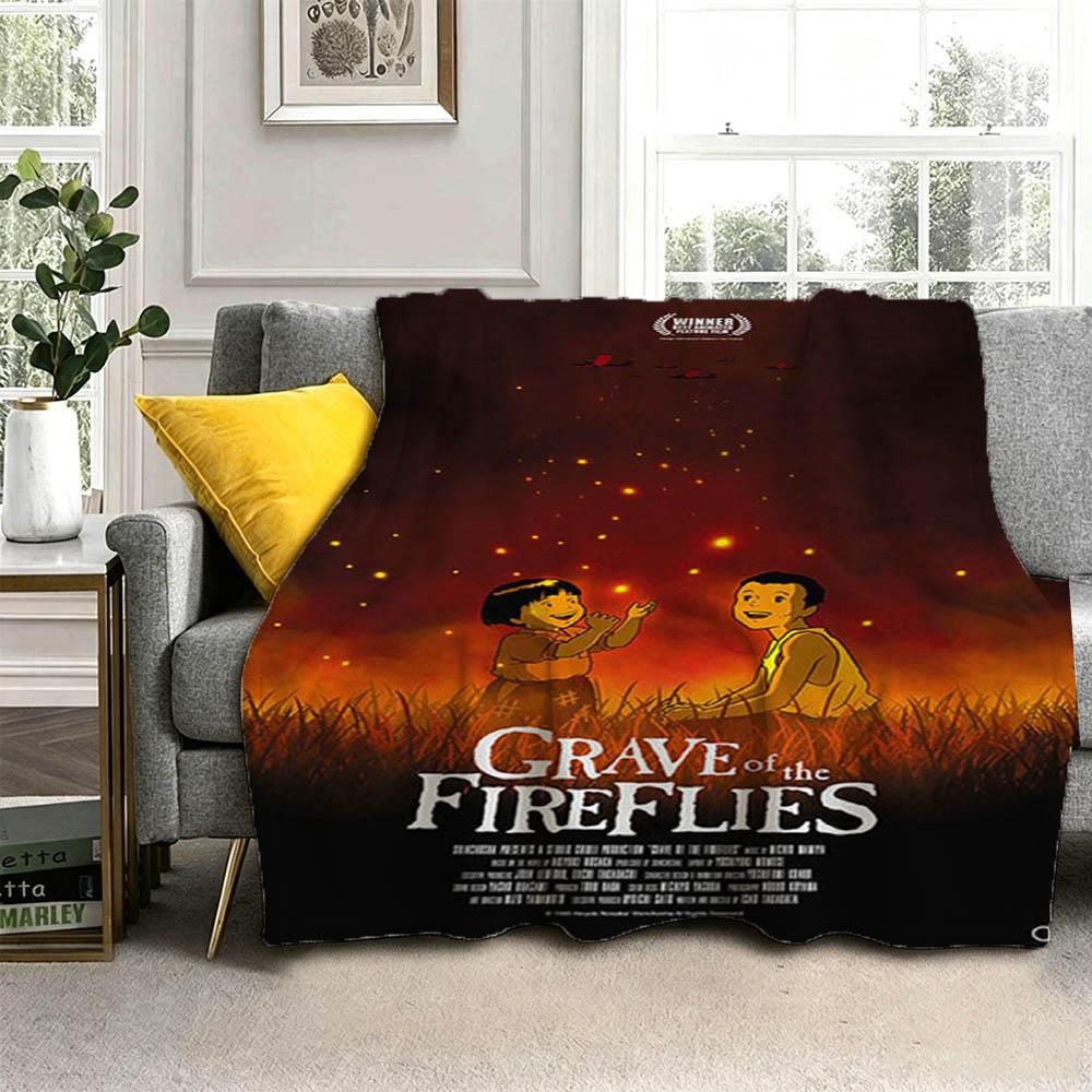 New G-Grave Cartoon F-Fireflies Movie 3D Flannel Blanket Soft Throw Blanket Art For Home Decor Bedroom Bed Sofa Picnic Fans Gift