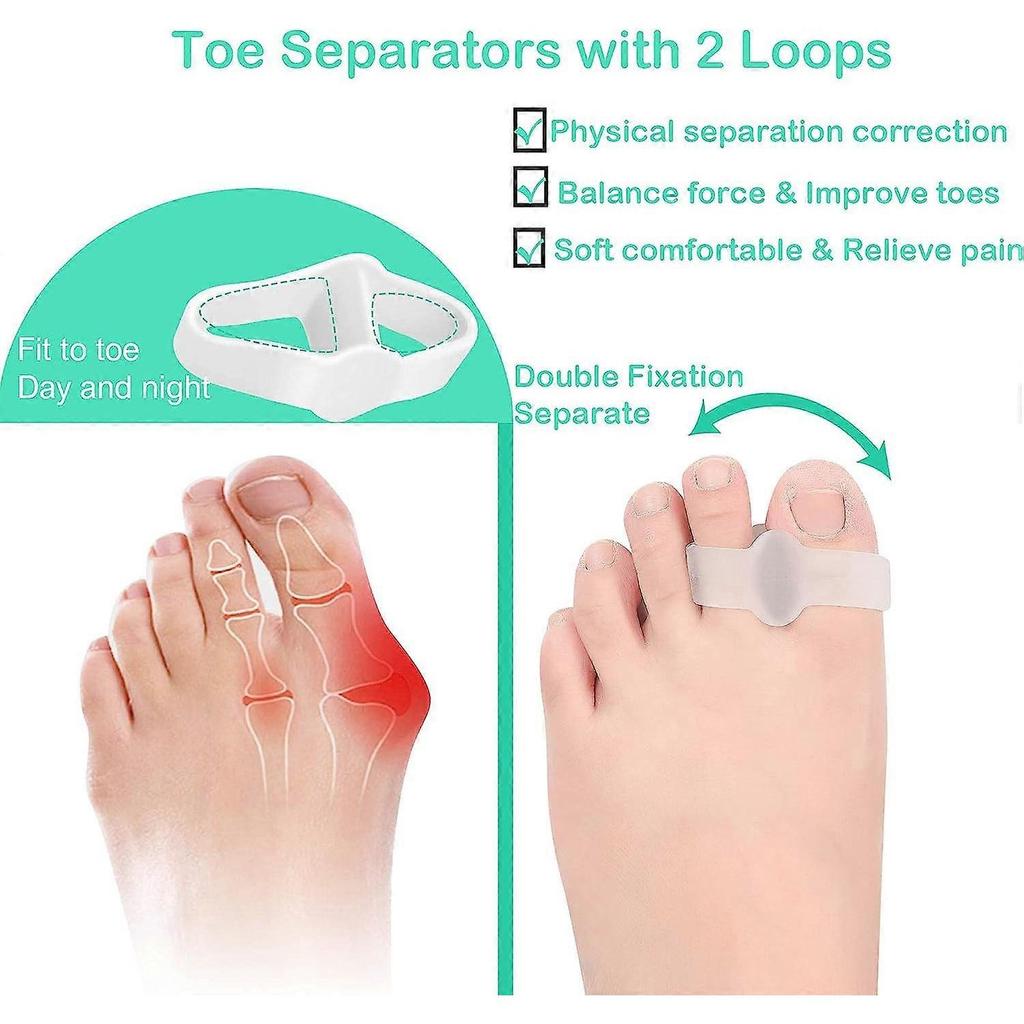 Bunion Gel Toe Separator Toe Separator Band 2 Rings 10 Pack Bunion Corrector for Men and Women for Bunion Relief