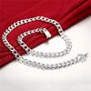 Men Jewelry Necklace Silver -Plated 10mm Square Buckle Side Necklace Fashion Trend Chain