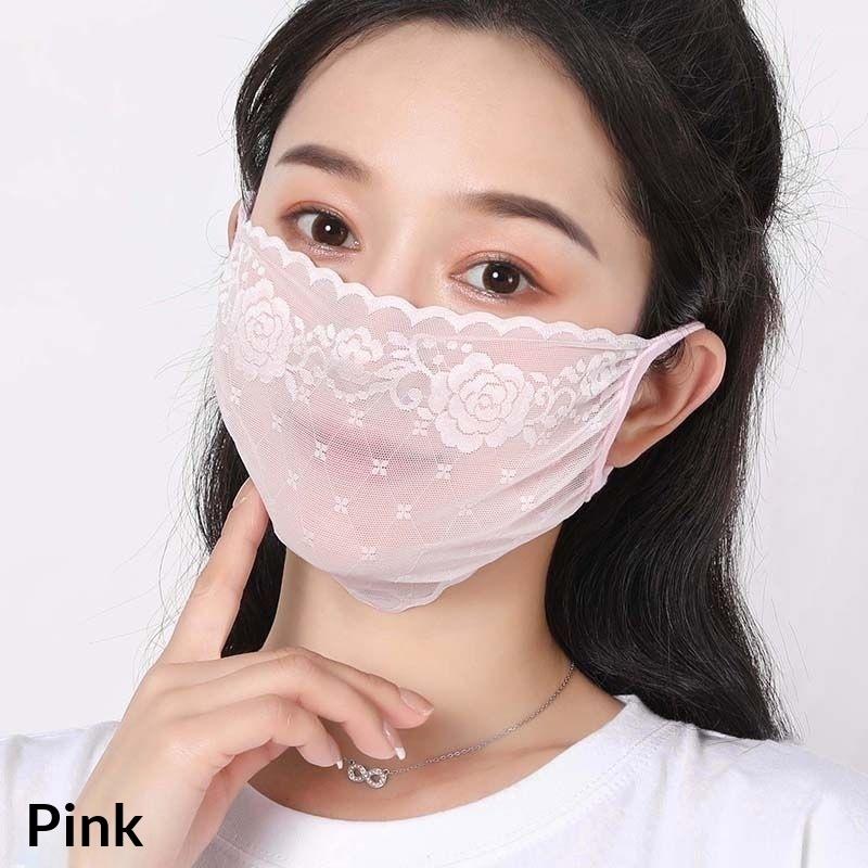 Lace Anti-Uv Sunscreen Mask Breathable Ear Cord Face Cover Scarf Hanging Ear Dust-Proof Scarves Mask Summer Dust-Proof Veil