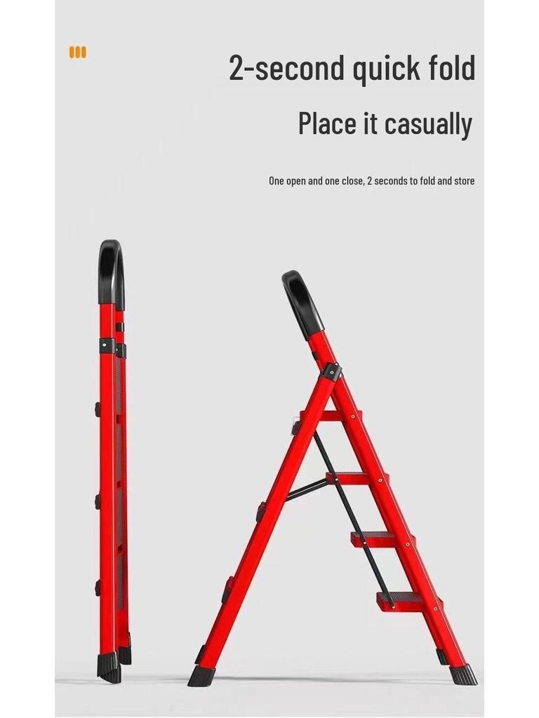 4-Step Indoor Folding Ladder Stool: Multi-Functional Telescopic Design