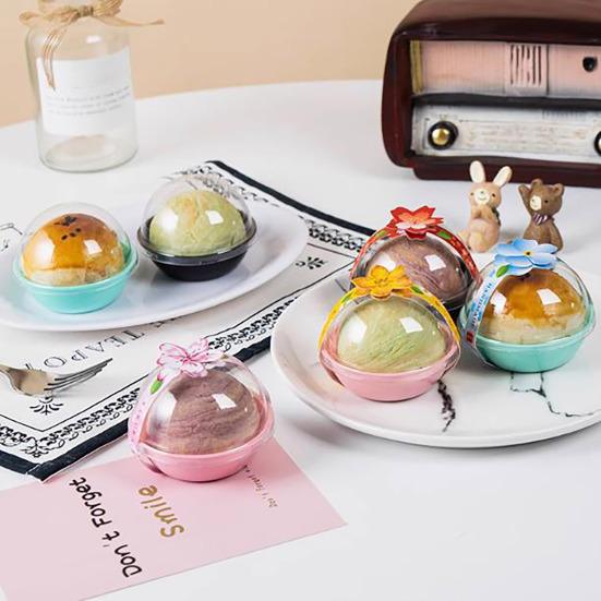 50Pcs Cake Packaging Box Set Transparent Plastic Mini Cupcake Boxes with Secure Lid Bakery Gift Box for Small Cakes Pastries Desserts Cookies