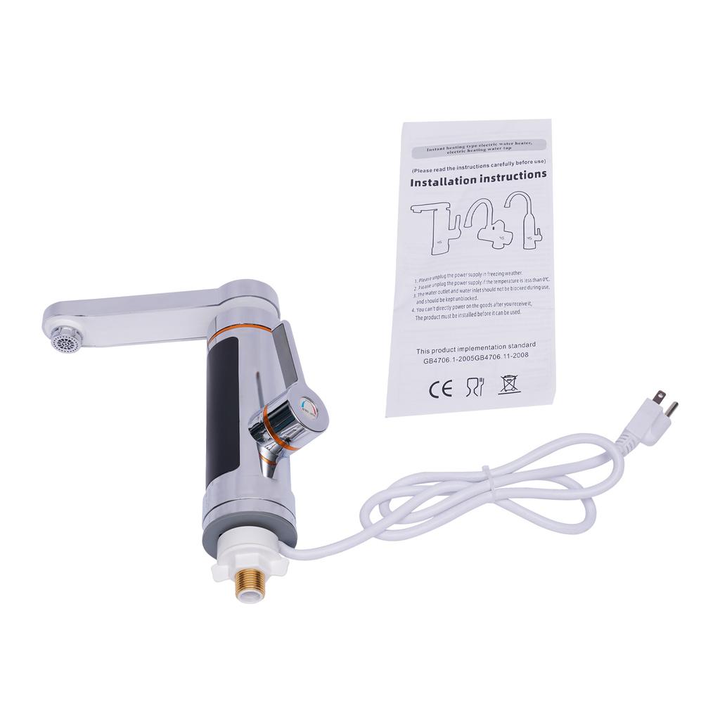 Instant Tankless Electric Water Heater Faucet, Electric Kitchen Bathroom Fast Heating Tap, LED Digital Display,110V