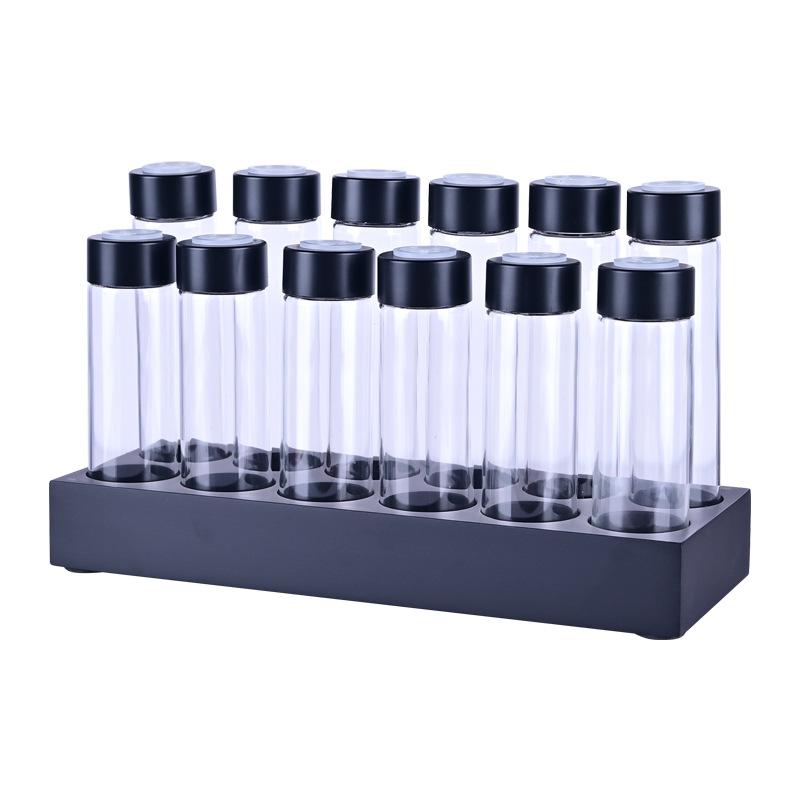 

Стойка-дисплей для хранения кофейных зерен, Набор герметичных контейнеров из орехового дерева и стеклянных трубок, Аксессуары для эспрессо для дома/кафе/подарков чёрный