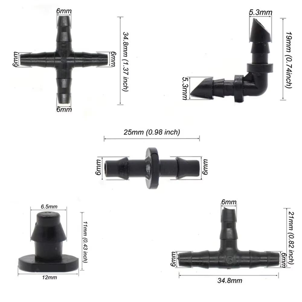 50pcs Barbed Connectors Irrigation Fittings Drip Irrigation Barbed Connectors 4/7mm Tubing Fittings for Flower Pot Garden Lawn