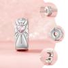 WOSTU Real 925 Silver Pink Heart Charms Clips Spacer Bead Opal Pendant Fit Bracelet Jewelry Make DIY Valentine Gift For Lover