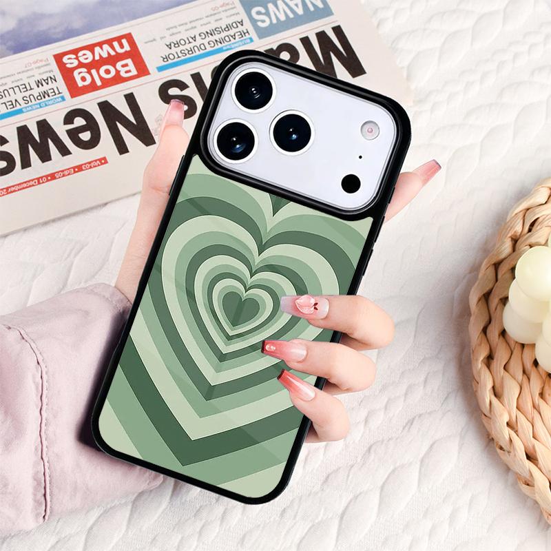 Sage Green Coffee Love Heart Latte Phone Case For IPhone 17 16e 15 14 13 12 11 Pro Max Air Mini Soft Protective Cover