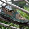 Men's Breathable Crocodile Pattern Mesh Shoes, Genuine Leather, Large Size, Summer Collection.